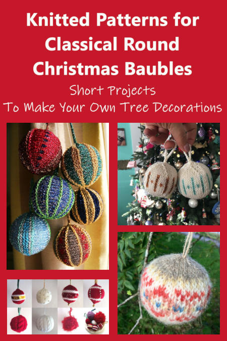 Knitting Patterns for Classical Round Christmas Baubles