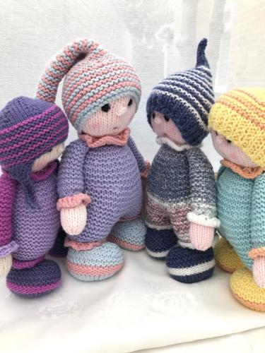 Pattern for Knitted First Doll Toy for Baby with 4 Hat Styles