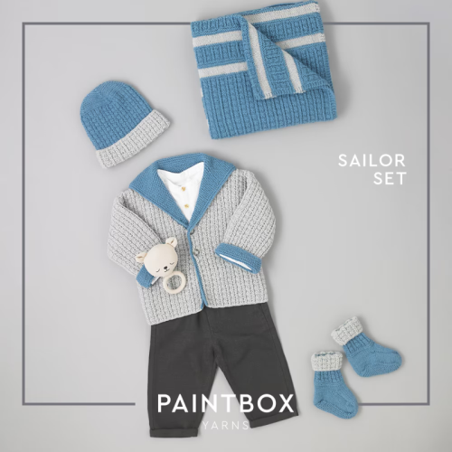 Knitting Pattern for Baby Layette Set with Sailor Theme