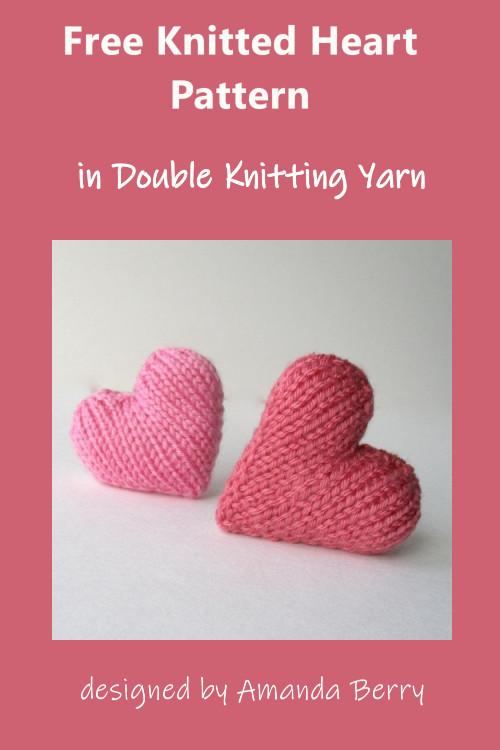 free knitted heart pattern completed pair of pink hearts