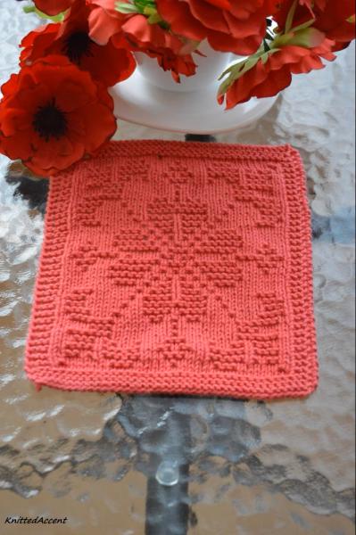 easy floral knitted dishcloth pattern for beginners