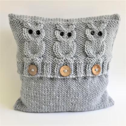 owl cushion knitting pattern with cables