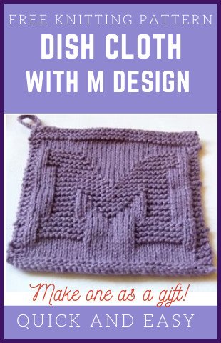 Easy Knit Dishcloth Pattern Free with ‘M’ Design