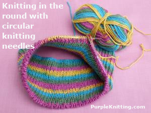 knitting project in progress that is being worked in the round 