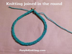 circular knitting needles showing stitches cast on and not twisted and joined in the round